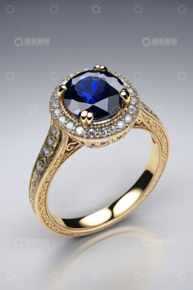 高清大图下载【趣麦麦图】金色宝石戒指特写