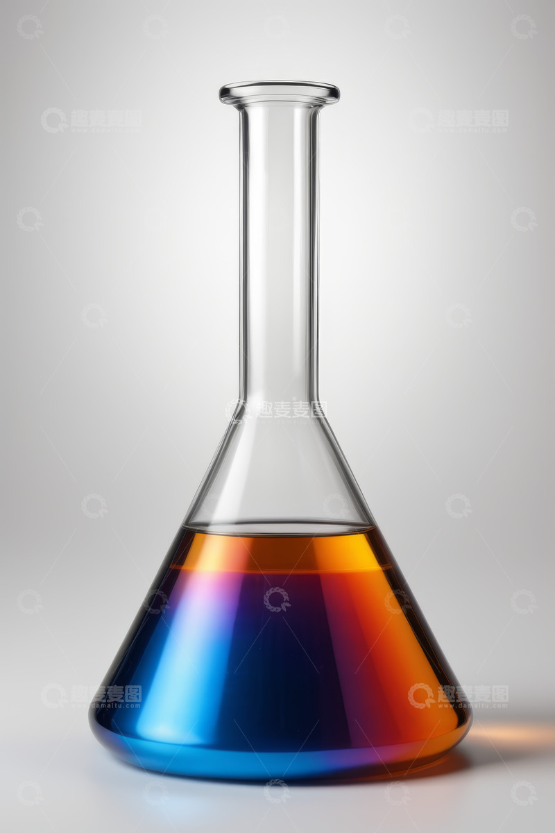 高清大图下载【趣麦麦图】实验室玻璃锥形瓶中的彩色液体