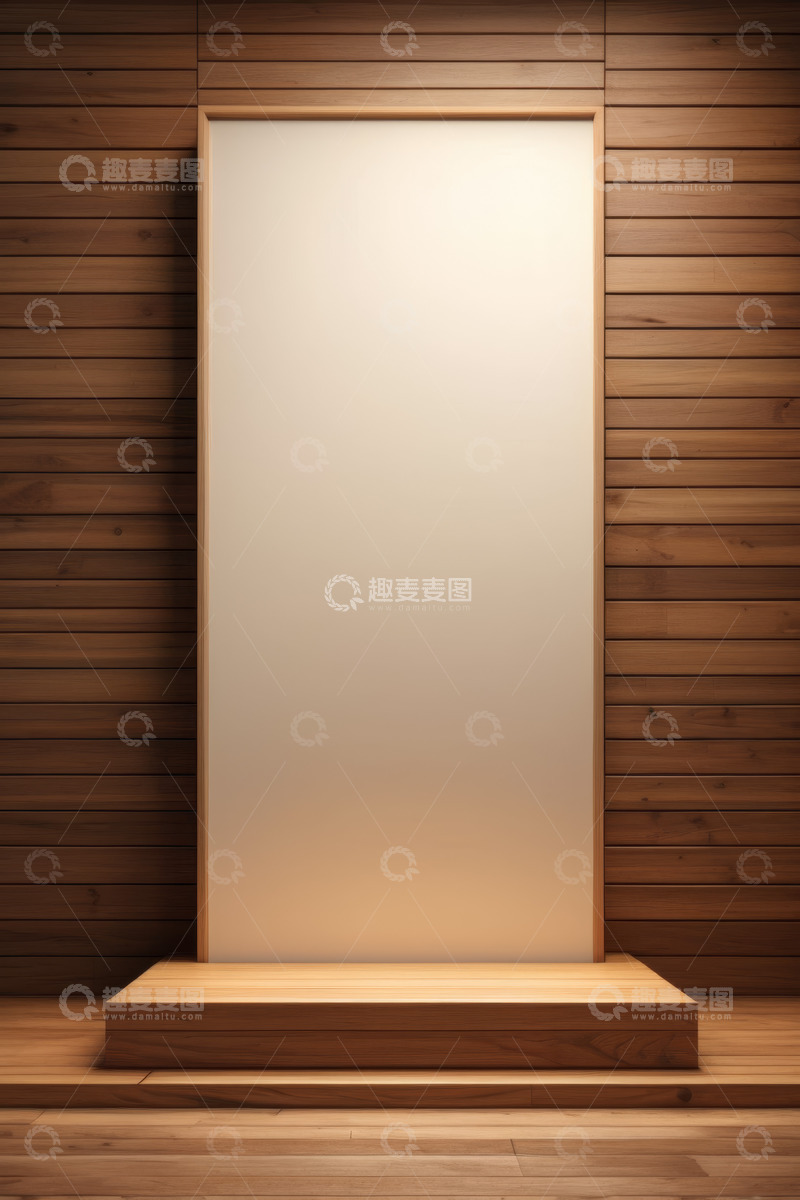 高清大图下载【趣麦麦图】木质背景前的空白展示板