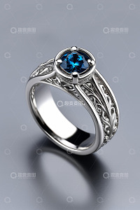 精致蓝宝石戒指特写