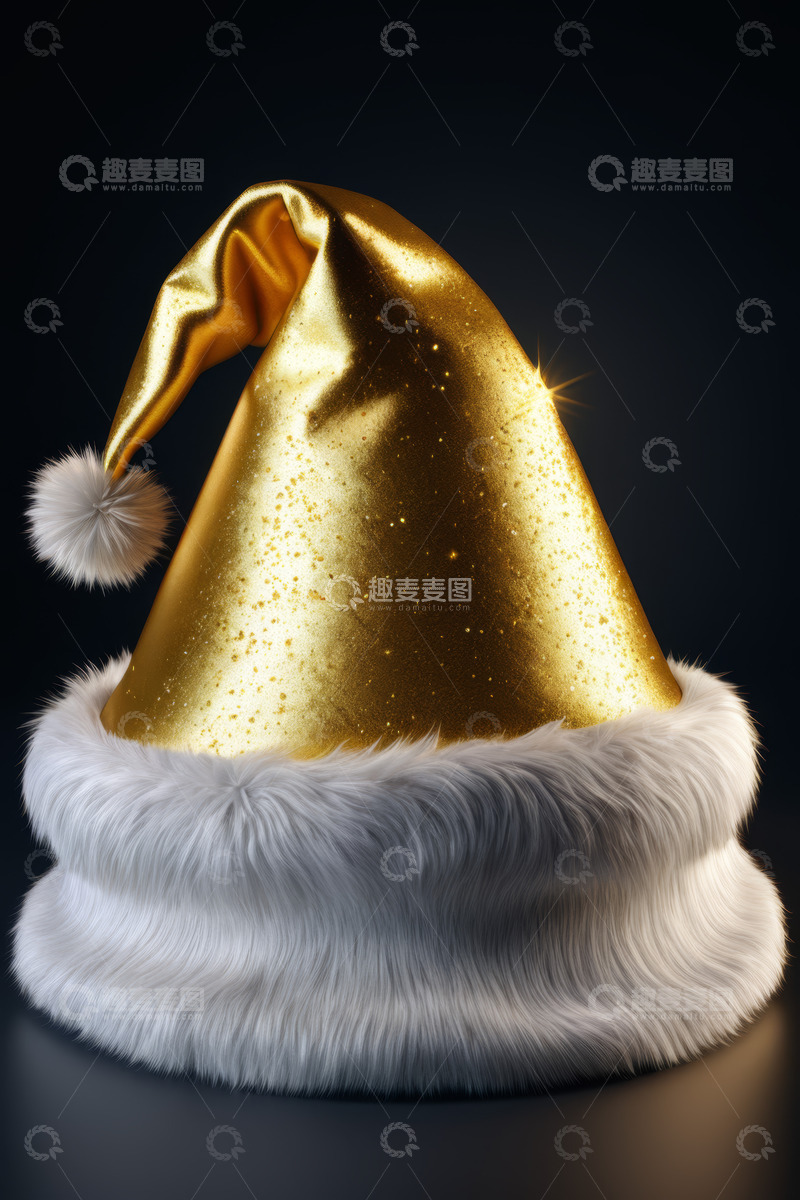 高清大图下载【趣麦麦图】金色圣诞帽装饰素材