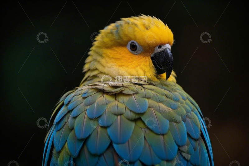 高清大图下载【趣麦麦图】黄色羽毛鹦鹉特写