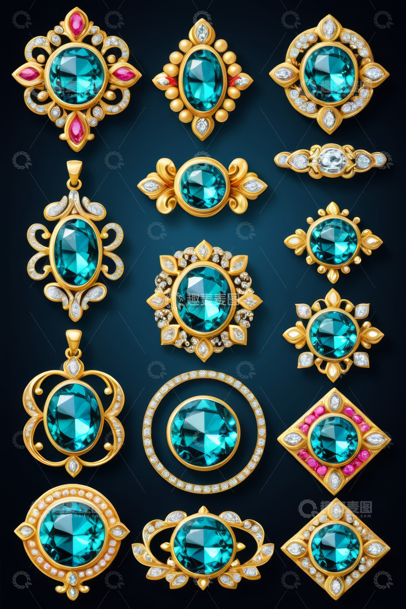 高清大图下载【趣麦麦图】多款镶嵌宝石珠宝饰品展示