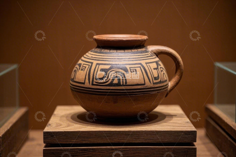高清大图下载【趣麦麦图】博物馆内的古老陶罐展示