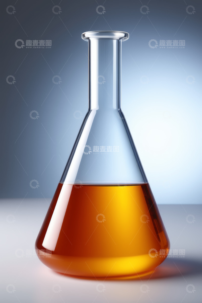 高清大图下载【趣麦麦图】实验室玻璃烧瓶中的橙色液体