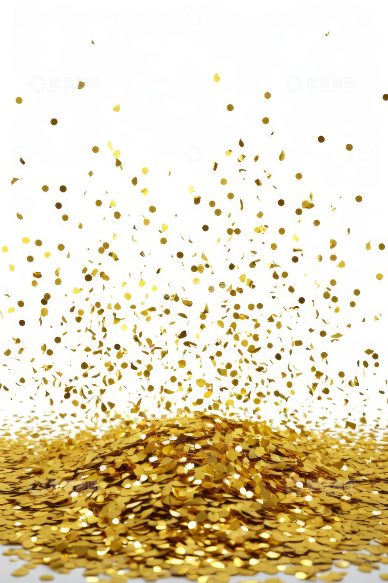 高清大图下载【趣麦麦图】金色纸屑散落庆祝素材