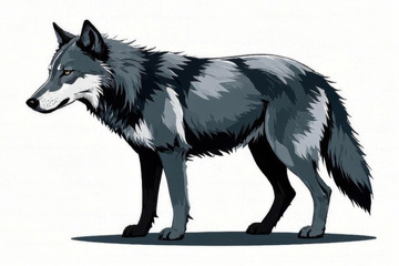 站立的灰狼插画
