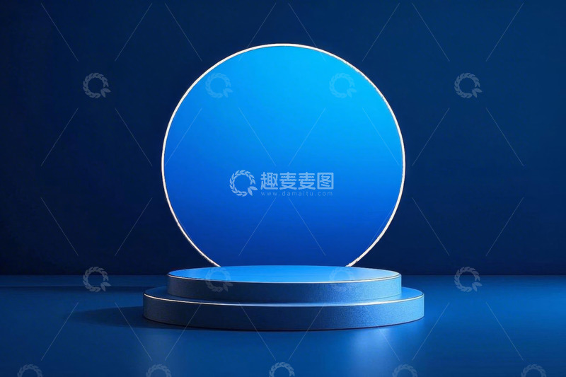 高清大图下载【趣麦麦图】蓝色圆形展示台场景