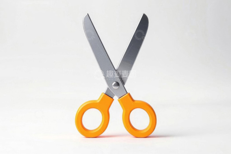 高清大图下载【趣麦麦图】橙色手柄剪刀特写