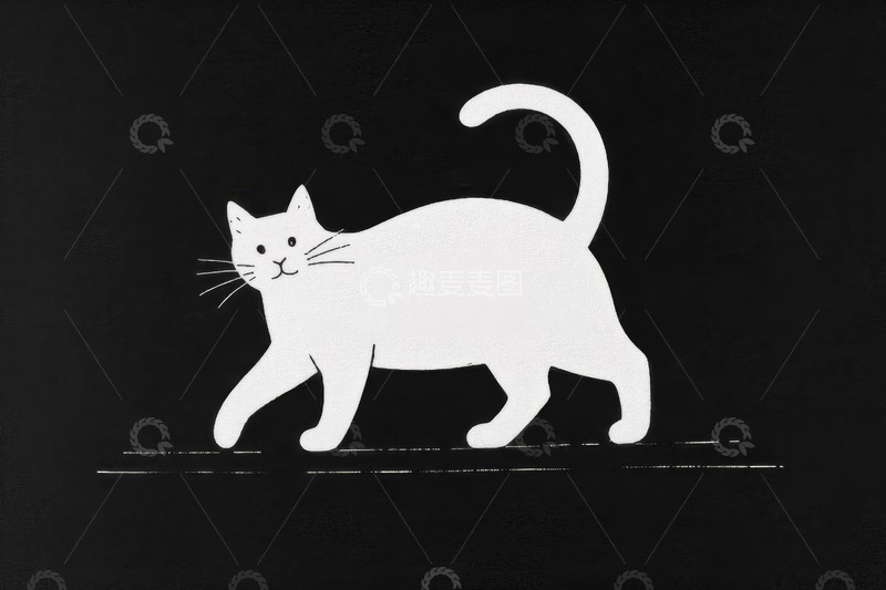 高清大图下载【趣麦麦图】黑白风格行走的猫咪图案