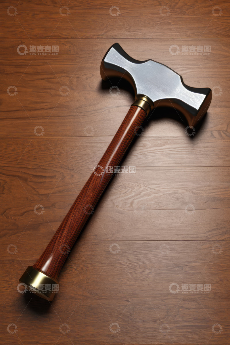 高清大图下载【趣麦麦图】木质桌面上的金属锤子
