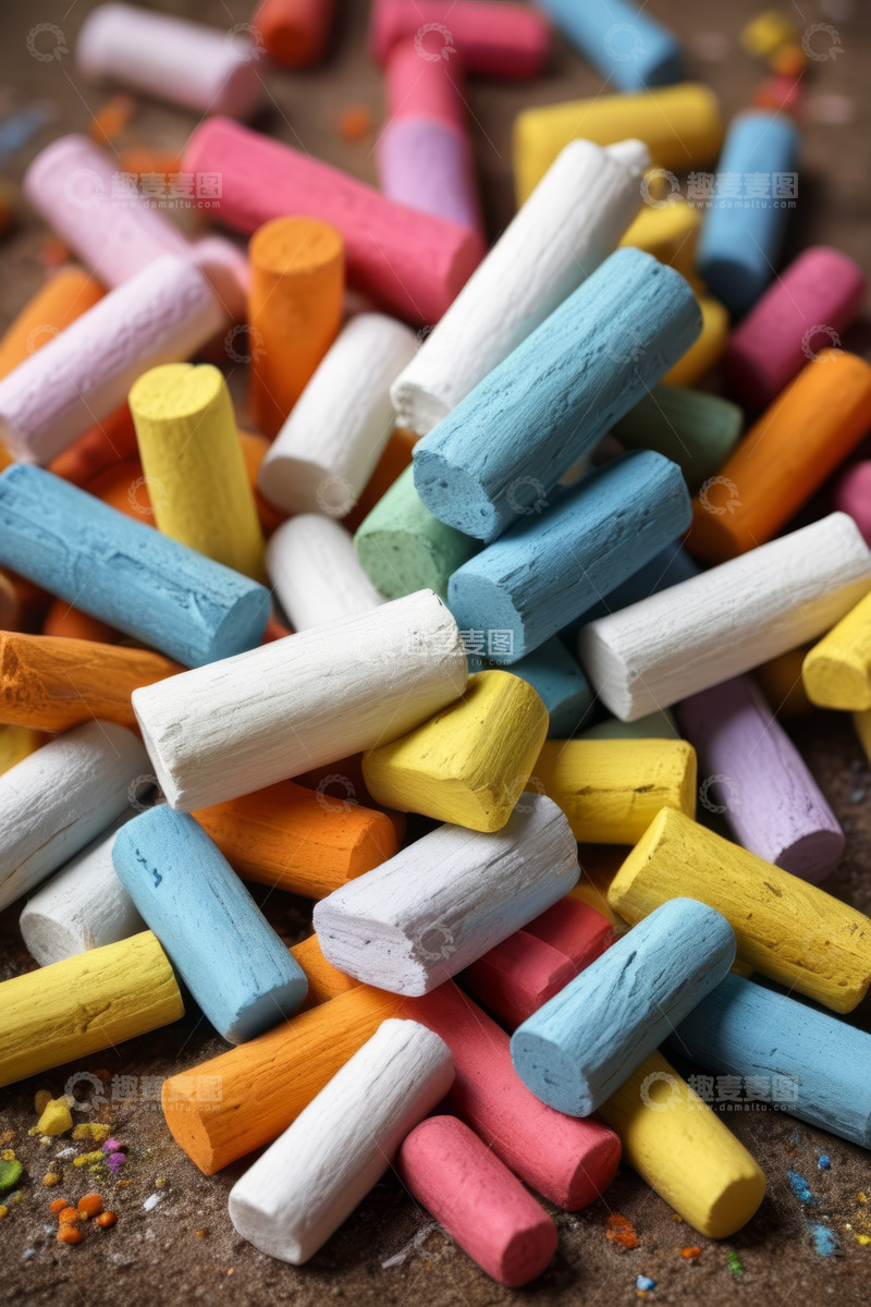 高清大图下载【趣麦麦图】彩色蜡笔堆叠特写