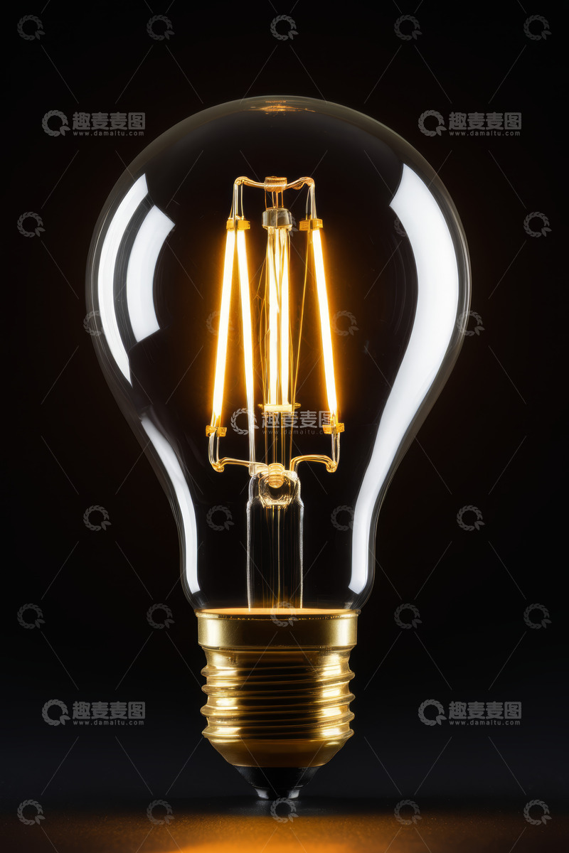 高清大图下载【趣麦麦图】发光复古灯泡特写