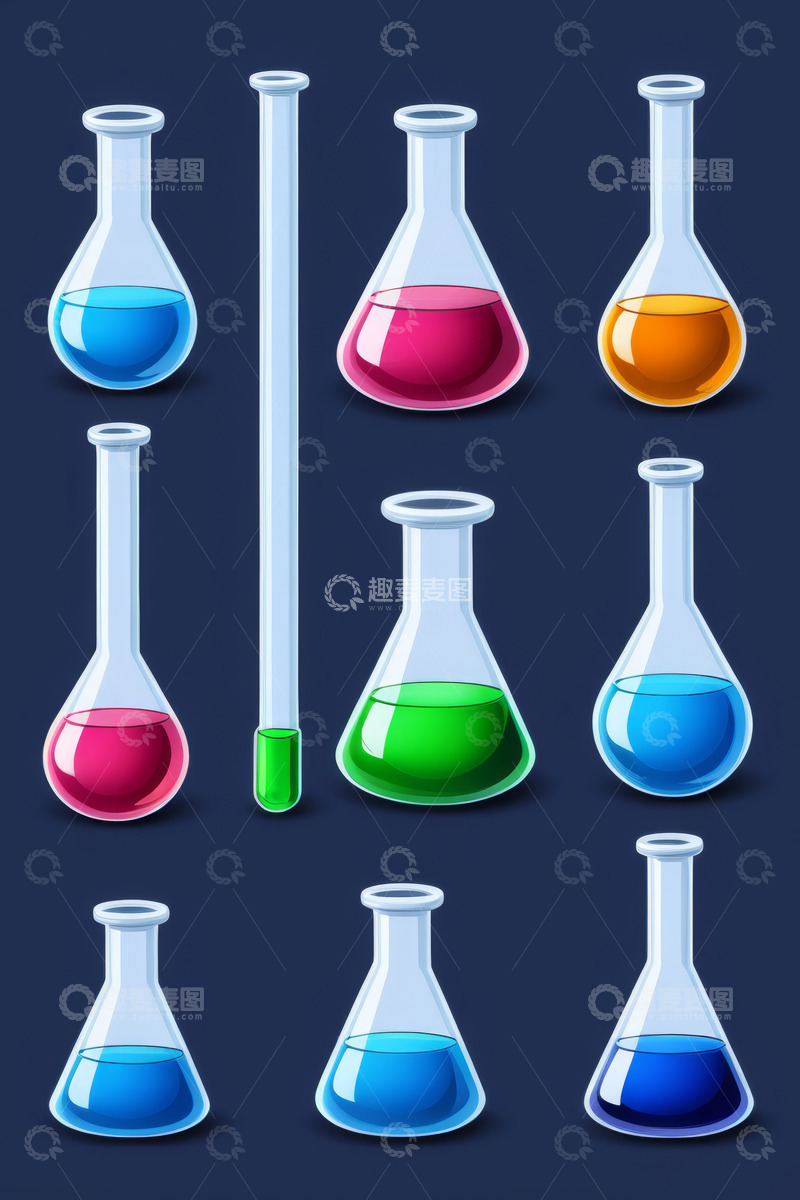 高清大图下载【趣麦麦图】多种化学实验玻璃器皿