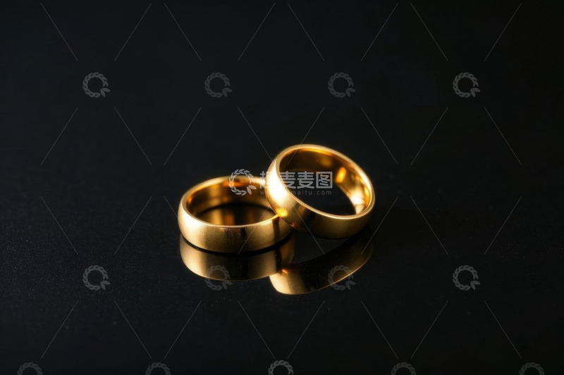 高清大图下载【趣麦麦图】两枚金色戒指特写