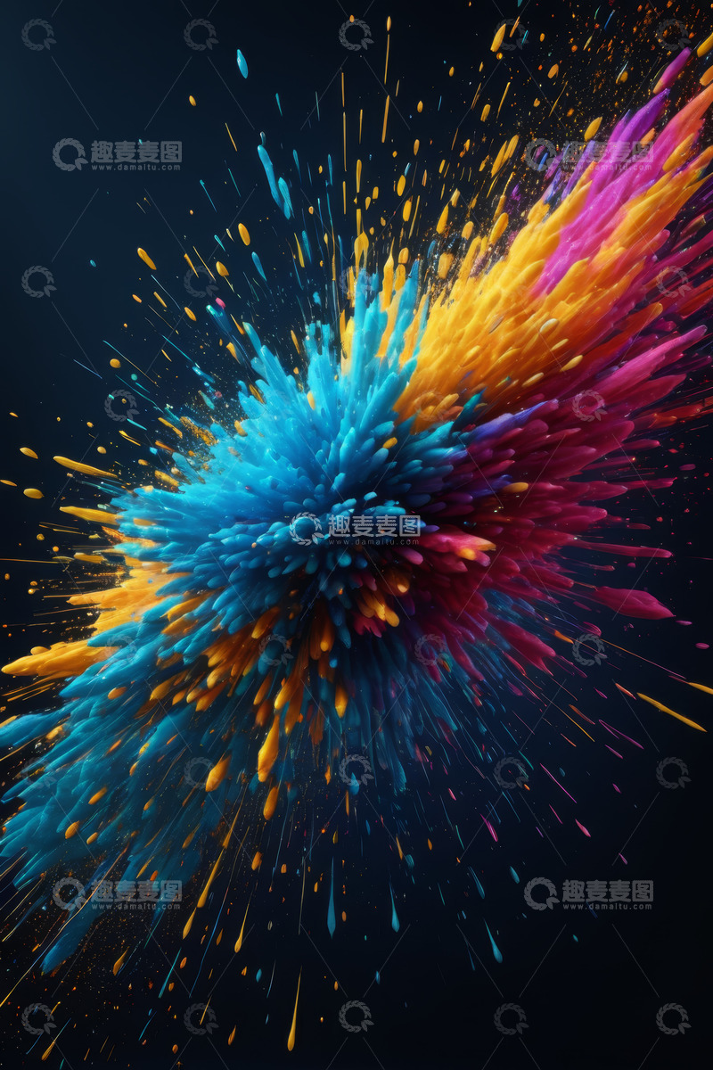 高清大图下载【趣麦麦图】彩色粉末爆炸效果素材