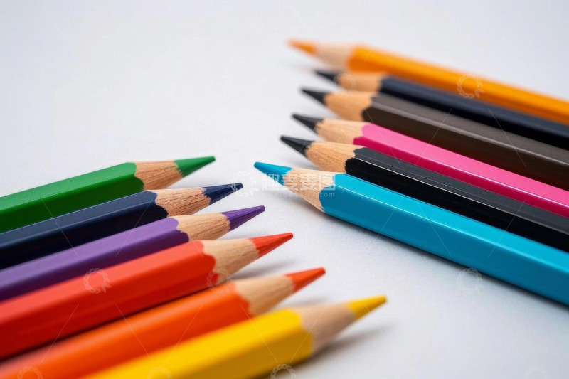 高清大图下载【趣麦麦图】彩色铅笔整齐排列特写