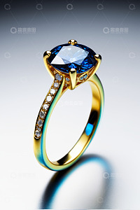 蓝宝石黄金戒指特写