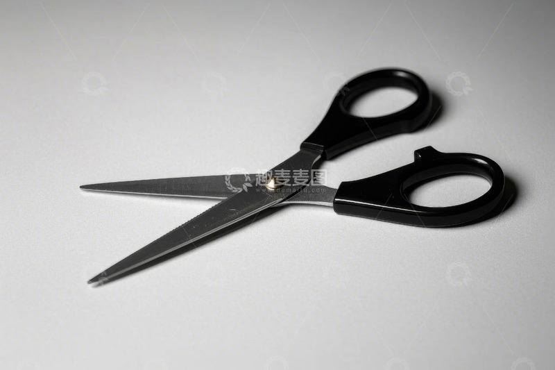 高清大图下载【趣麦麦图】黑色手柄金属剪刀特写