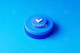 蓝色背景确认按钮3D模型