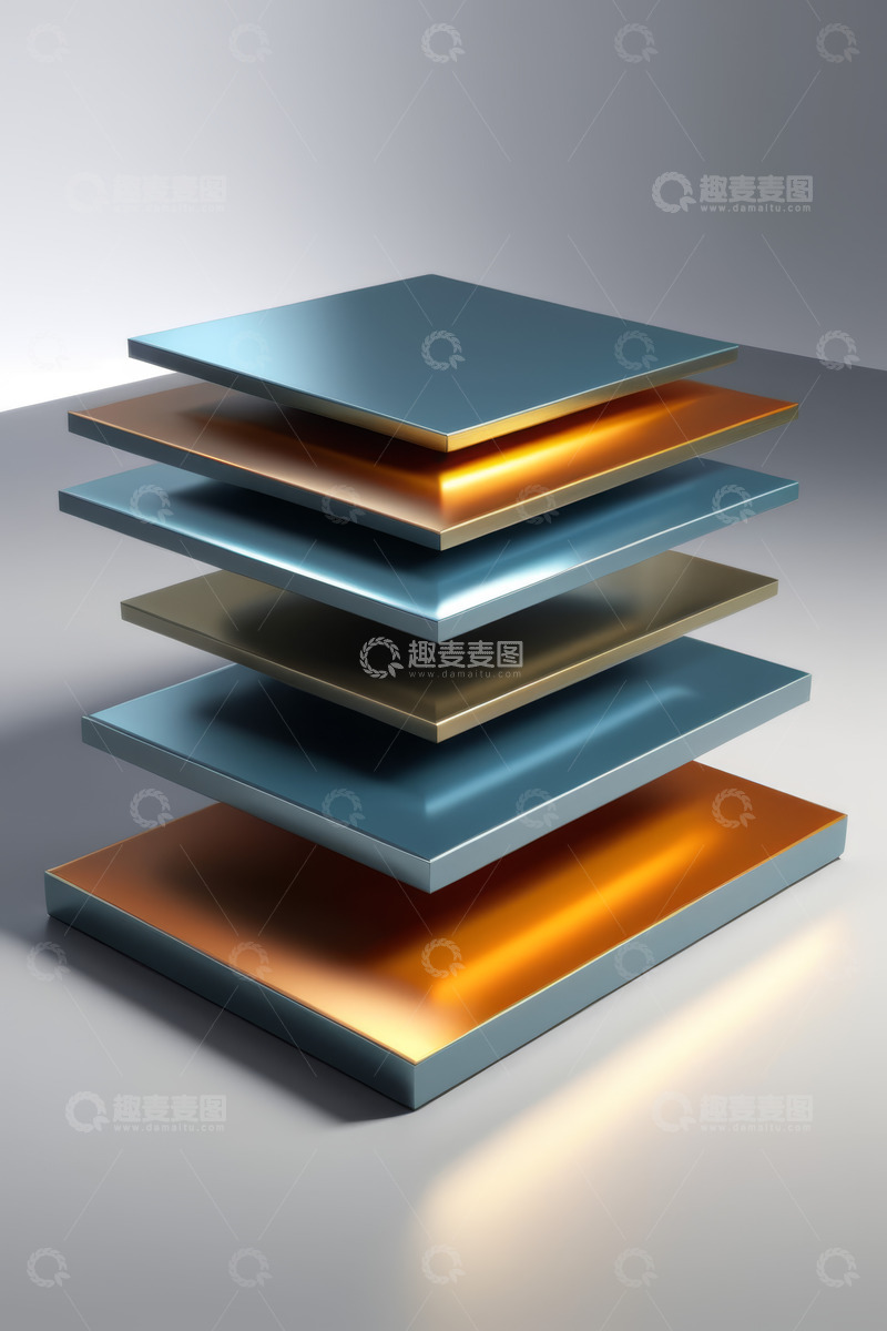高清大图下载【趣麦麦图】堆叠金属质感方形板块