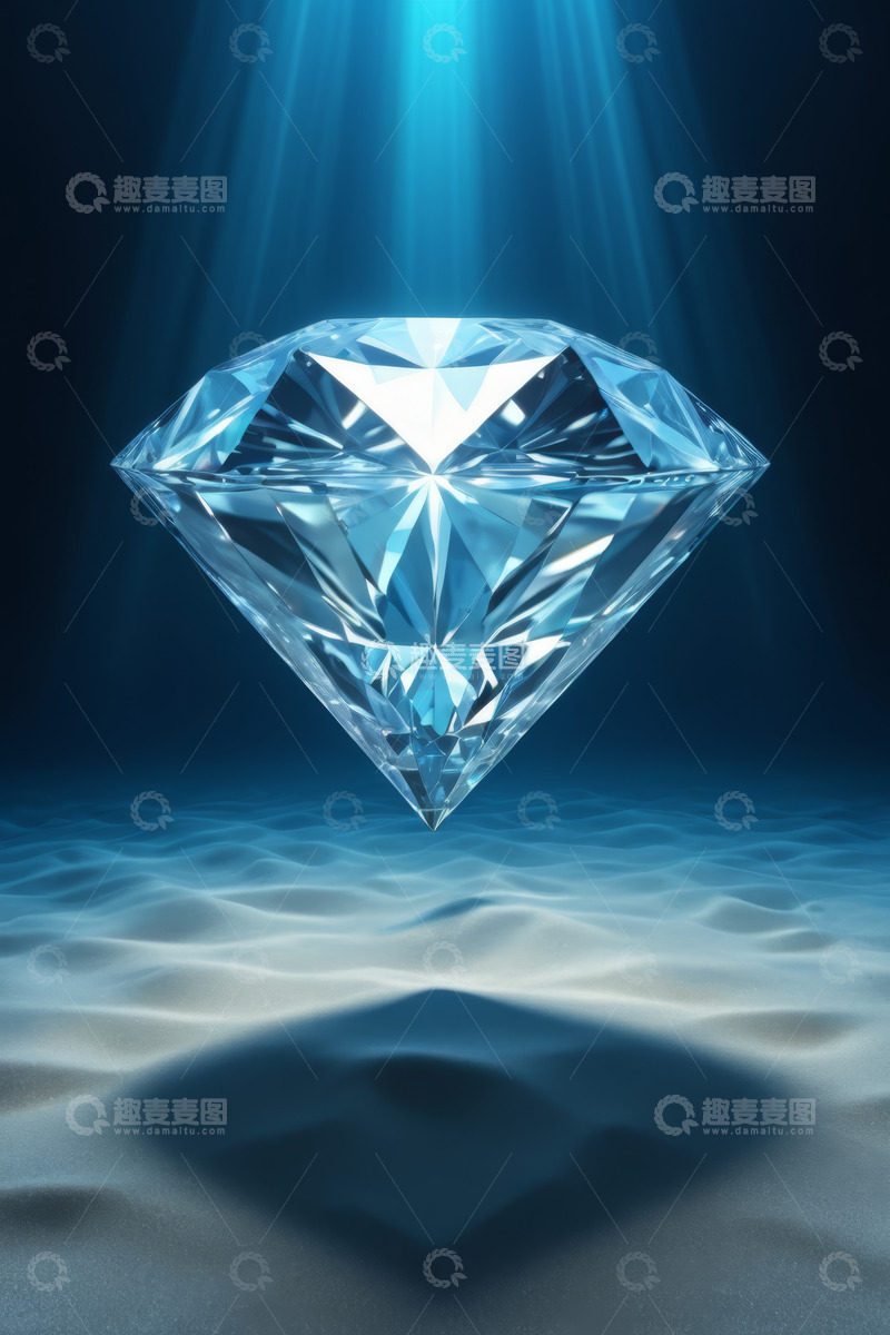 高清大图下载【趣麦麦图】悬浮蓝色钻石特写