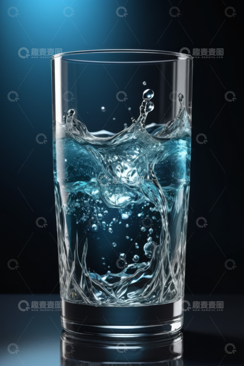 高清大图下载【趣麦麦图】玻璃杯内水飞溅的特写画面