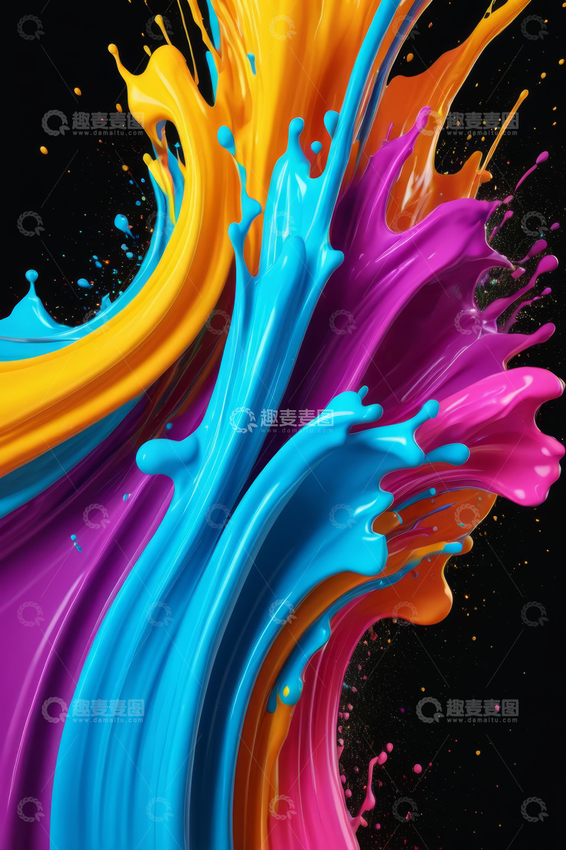 高清大图下载【趣麦麦图】多彩油漆飞溅创意画面