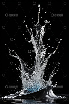 黑色背景下的水花飞溅画面