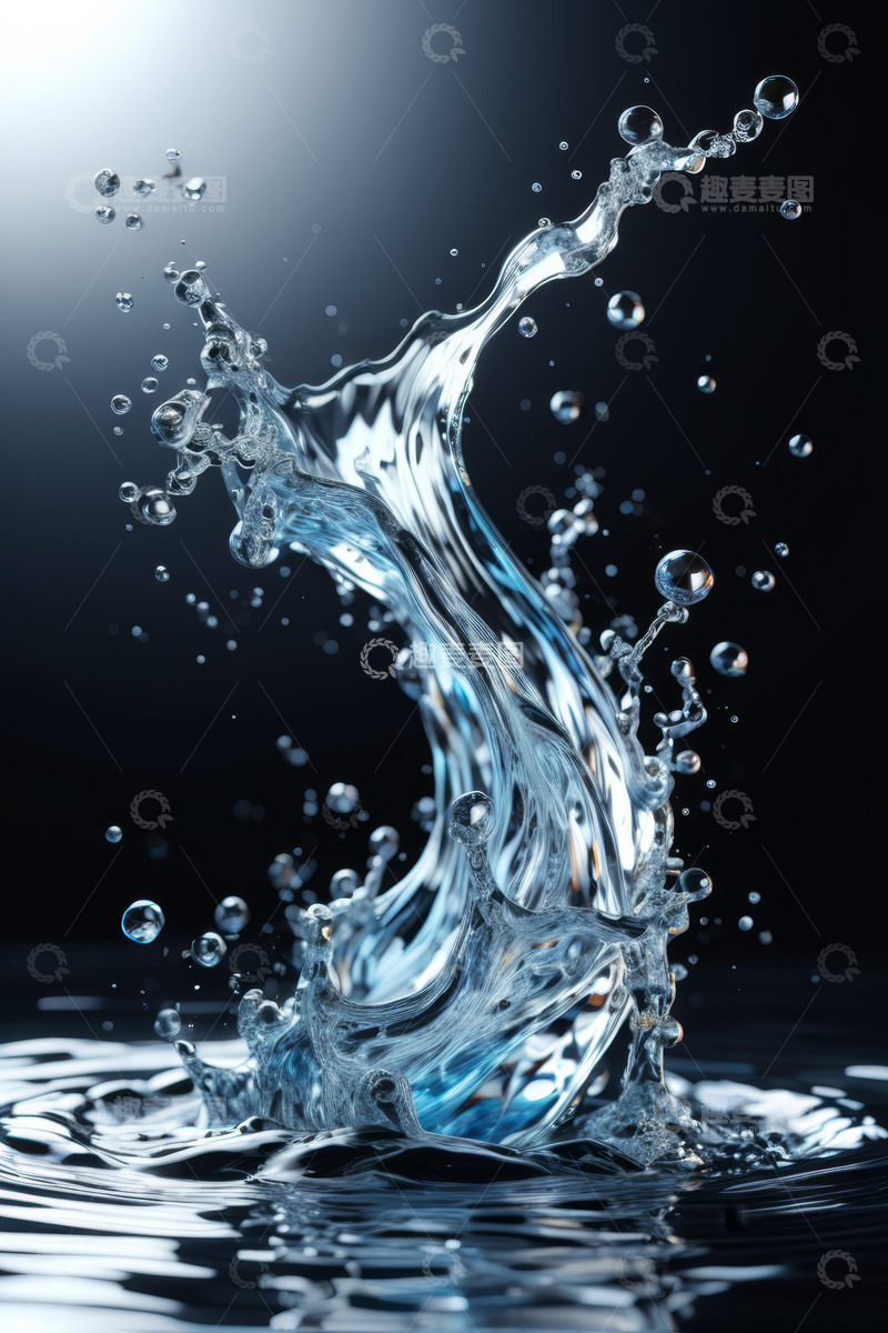 高清大图下载【趣麦麦图】蓝色水花飞溅特写