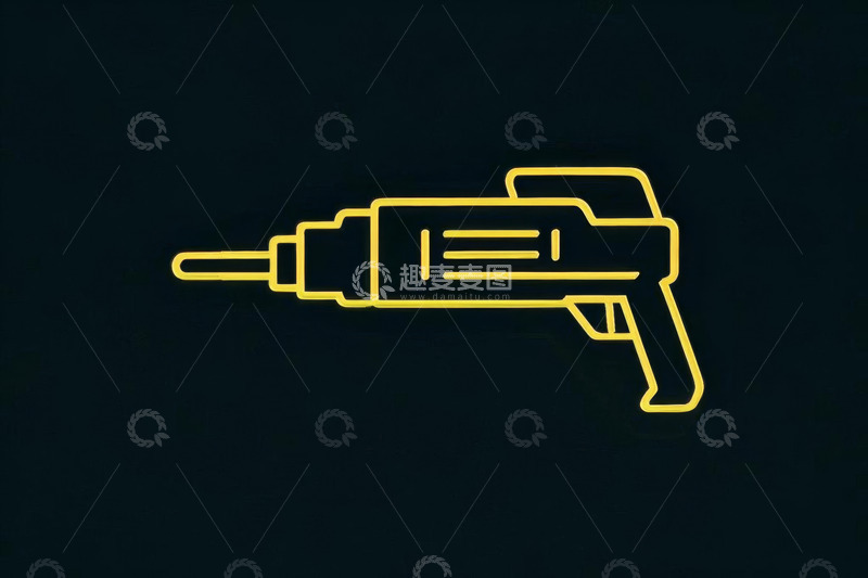 高清大图下载【趣麦麦图】黄色发光电钻图标素材