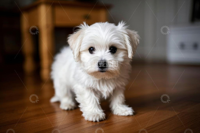 高清大图下载【趣麦麦图】室内可爱白色小狗特写