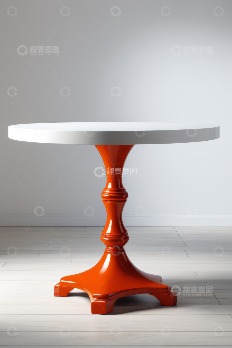 高清大图下载【趣麦麦图】现代风格橙色底座白色圆桌