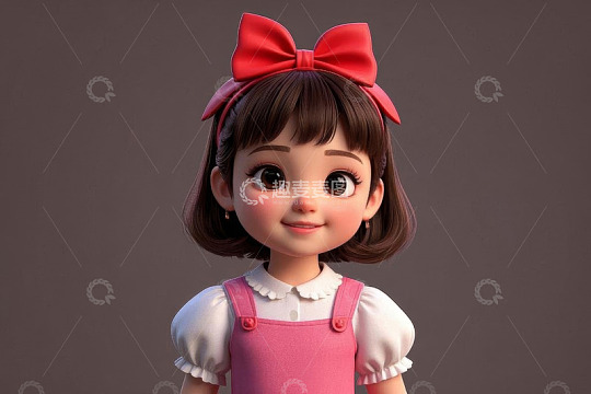卡通小女孩正面微笑形象