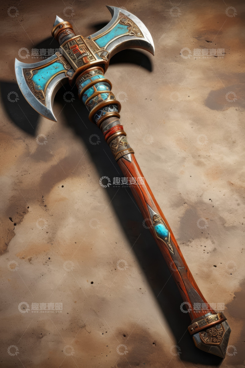 高清大图下载【趣麦麦图】精美装饰的古代战斧