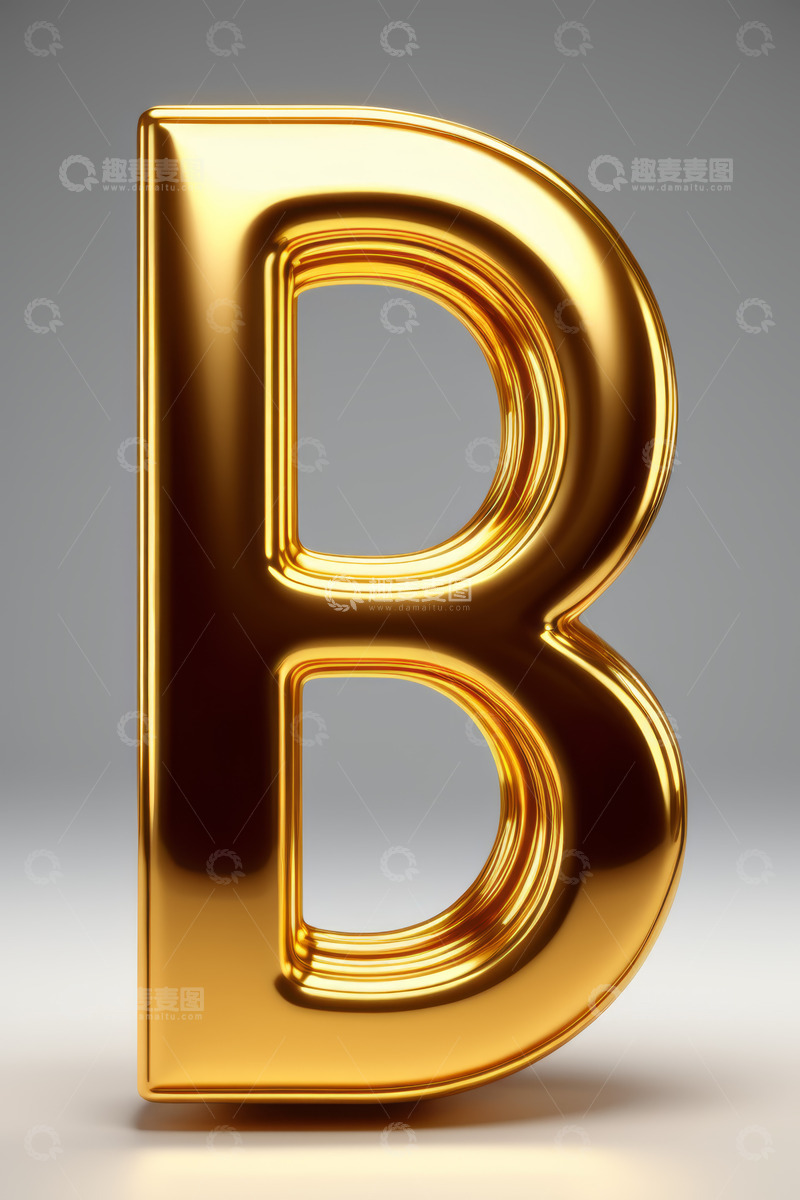 高清大图下载【趣麦麦图】金色立体字母B特写