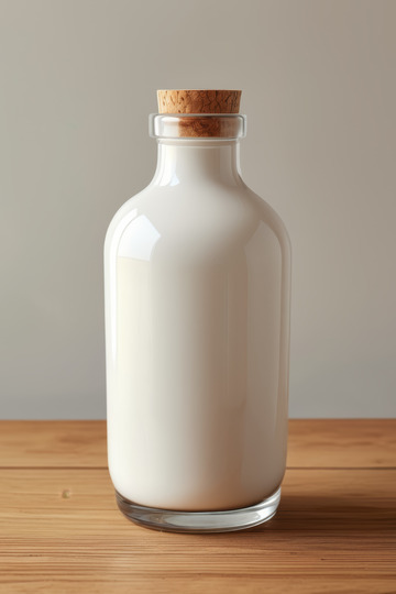 玻璃瓶牛奶静物特写