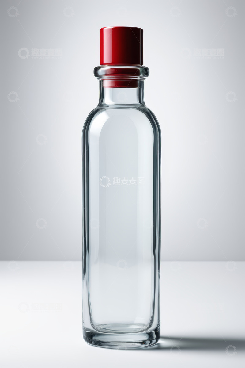 高清大图下载【趣麦麦图】透明玻璃瓶配红色瓶盖特写