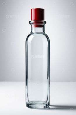 透明玻璃瓶配红色瓶盖特写