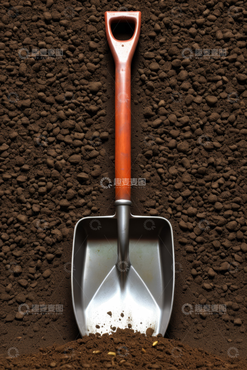 高清大图下载【趣麦麦图】土壤上的园艺铲子工具