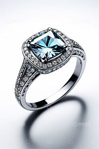 蓝色宝石戒指特写