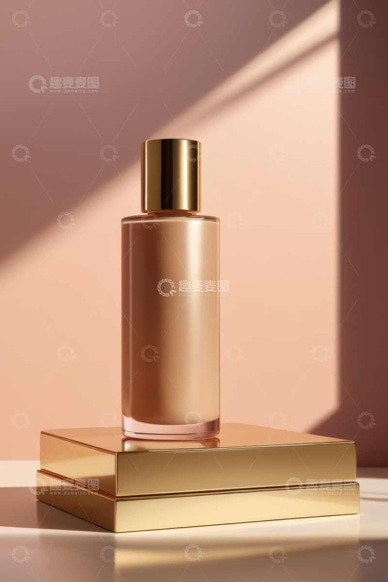 高清大图下载【趣麦麦图】金色底座上的化妆品瓶子