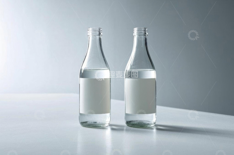 高清大图下载【趣麦麦图】两个装水的透明玻璃瓶