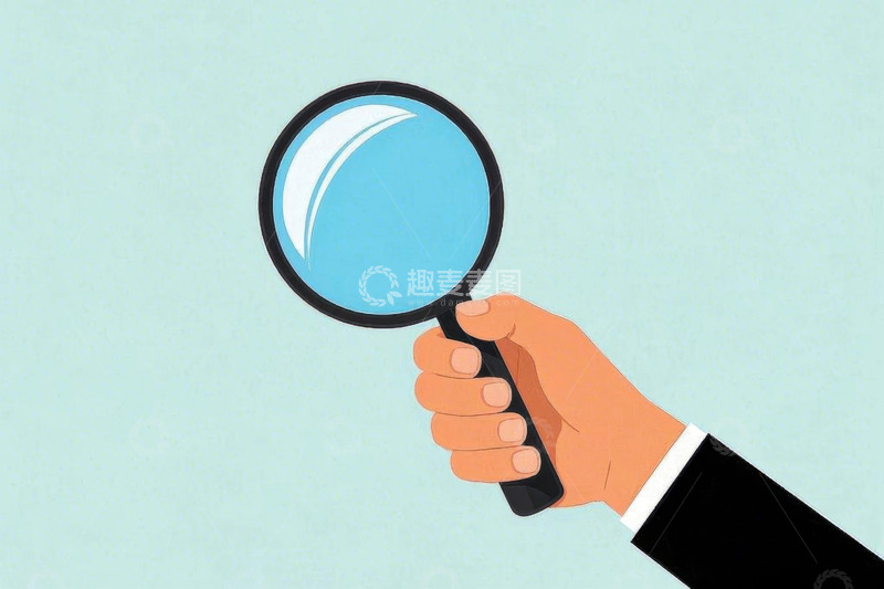 高清大图下载【趣麦麦图】手持放大镜的手部插画