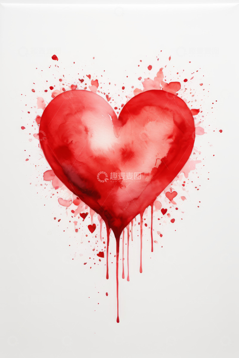 高清大图下载【趣麦麦图】红色水彩爱心图案