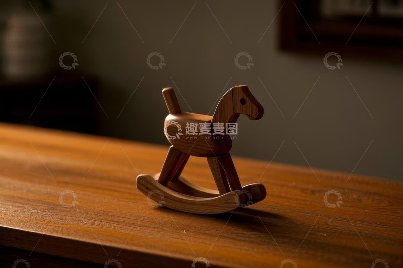 高清大图下载【趣麦麦图】木质摇摆木马玩具特写