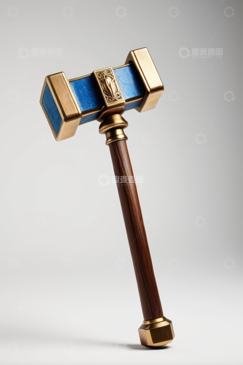 高清大图下载【趣麦麦图】金属木质装饰锤子特写
