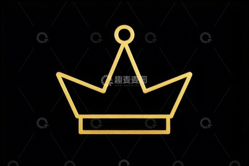 高清大图下载【趣麦麦图】金色线条王冠图标