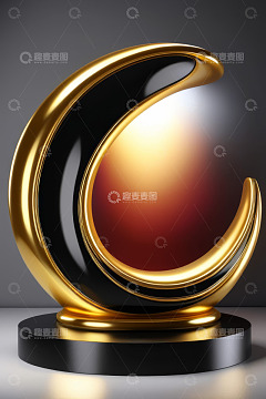 现代金色抽象奖杯模型