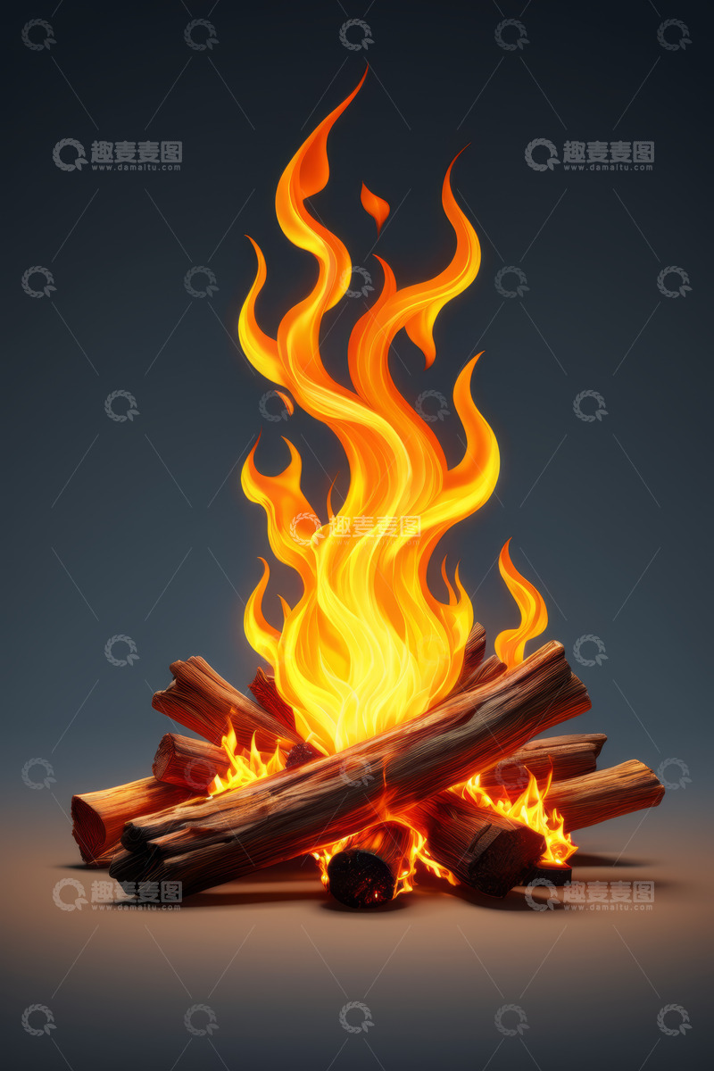 高清大图下载【趣麦麦图】燃烧的篝火火焰素材